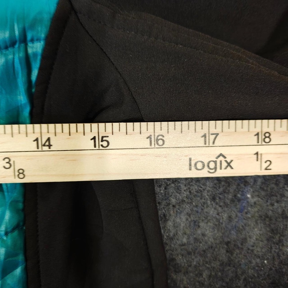 London Fog Mixed Media Quilted Puffer Jacket Teal Black Gorpcore Athleisure - Picture 5 of 7